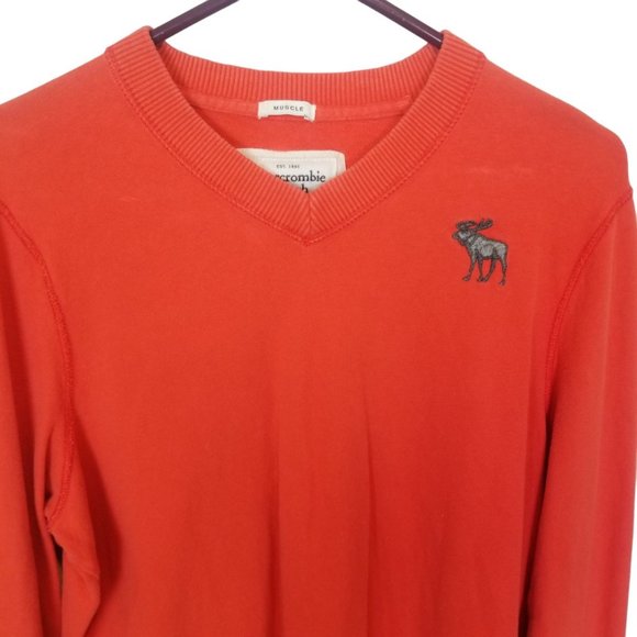 Abercrombie & Fitch Mens XL Orange Long Sleeves V- - Picture 2 of 6